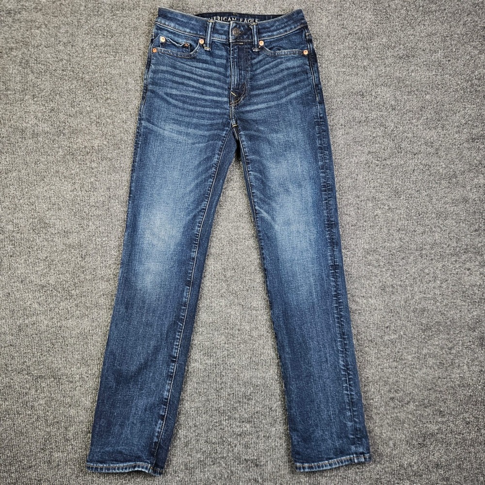 American Eagle Original Straight Jeans Mens 26x30(29) AIRFLEX+ Dark Wash Stretch